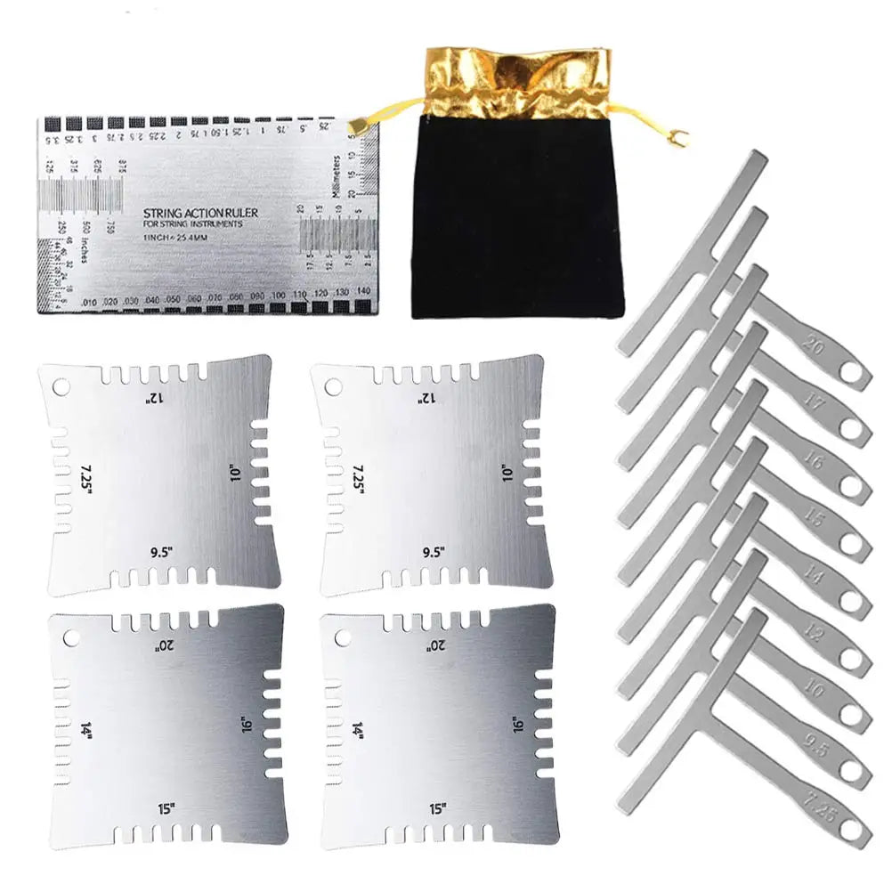 Miwayer Guitar Luthier Measuring Tool Kit Set String Action Ruler Understring Radius Gauge Guitar Repair Tools