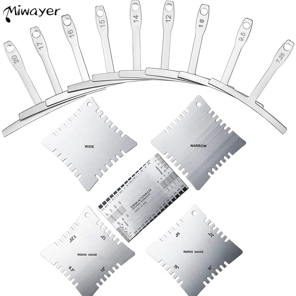 Miwayer Guitar Luthier Measuring Tool Kit Set String Action Ruler Understring Radius Gauge Guitar Repair Tools