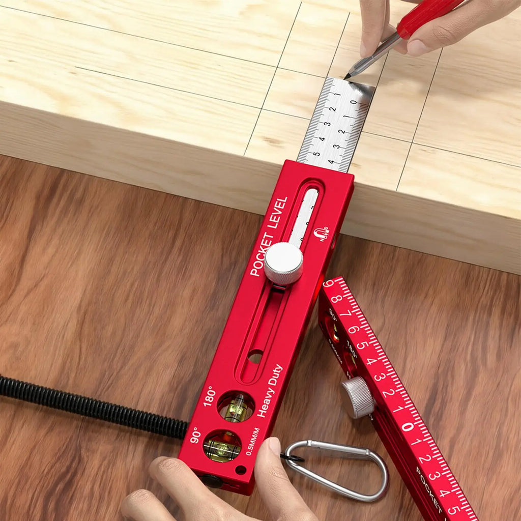 Woodworking Measuring Tools Magnetic Horizontal Gauge Carpenter Ruler with Metric and Imperial Scale for Cutting Marking