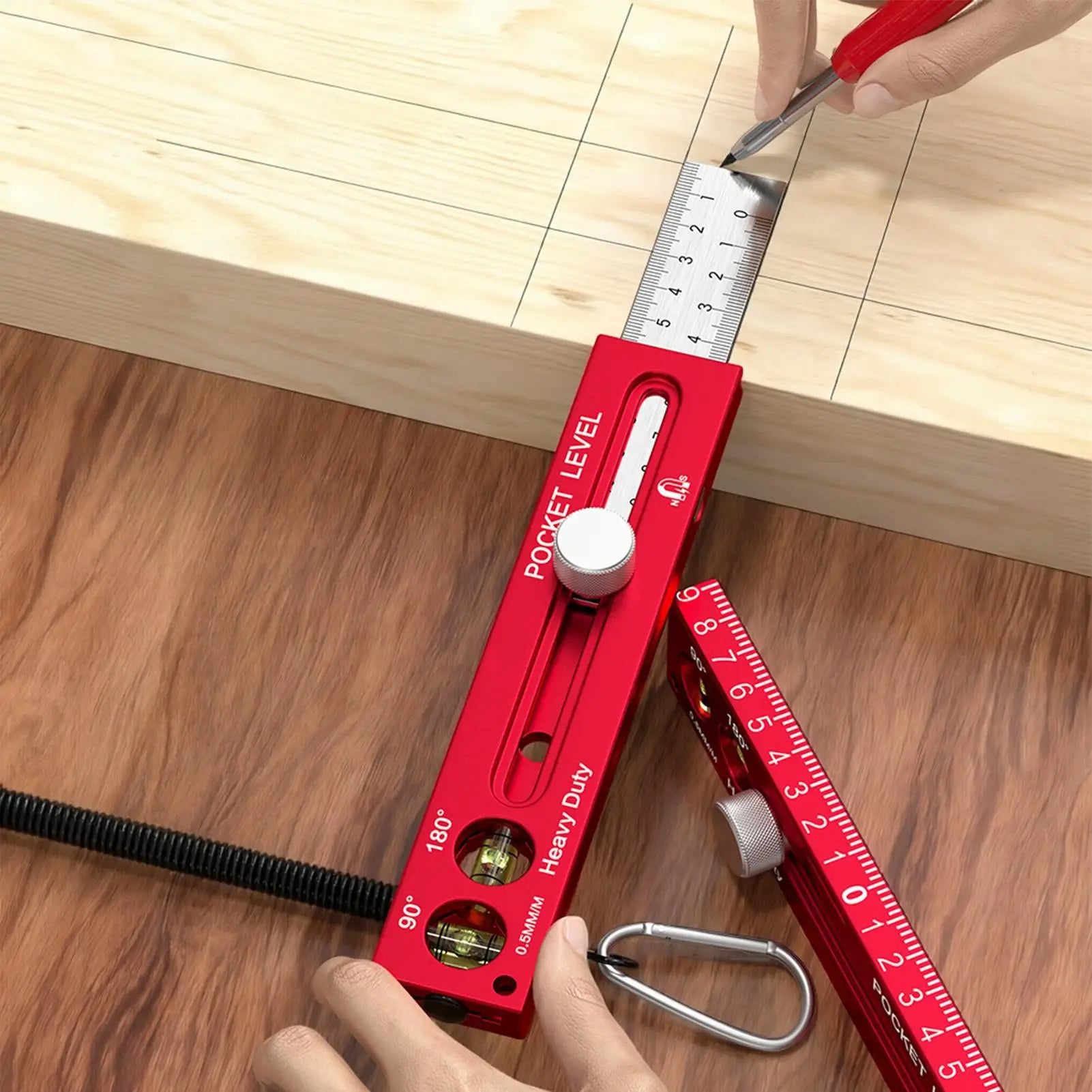 Woodworking Measuring Tools Magnetic Horizontal Gauge Carpenter Ruler with Metric and Imperial Scale for Cutting Marking